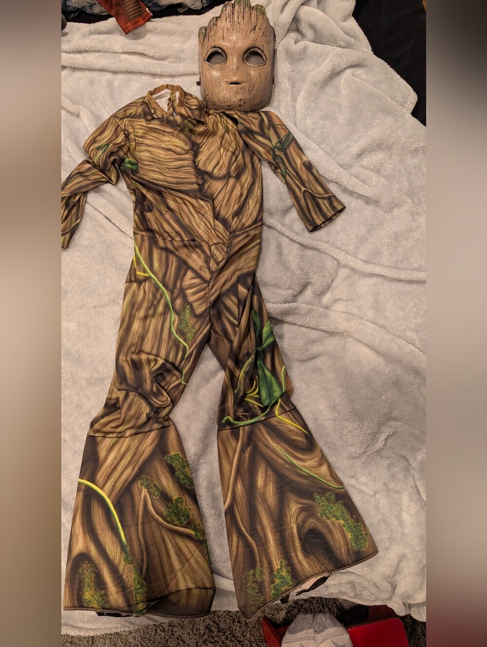 Groot-Inspired Kids Brown Tree Halloween Costume with Mask